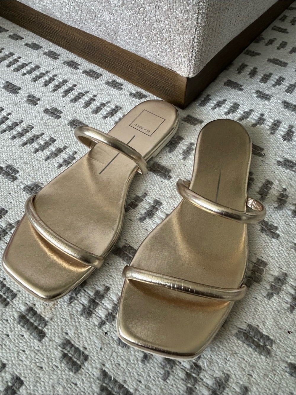 Dolce Vita Gold Double-Strap Slide Sandals